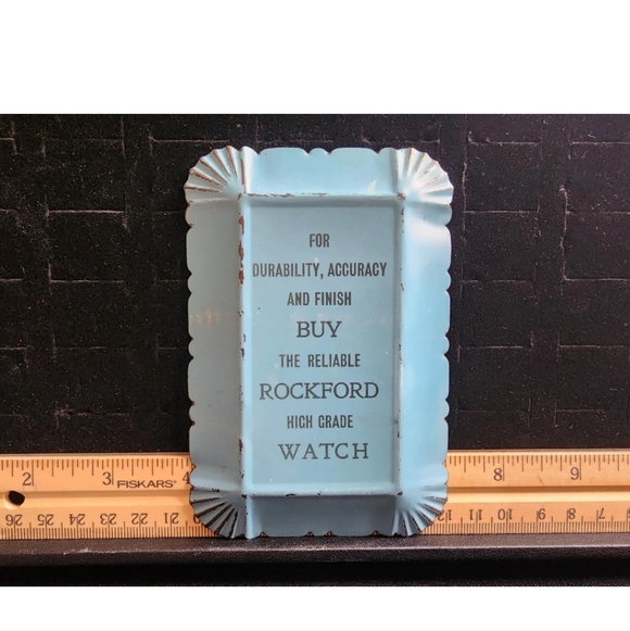 Antique Rockford Watch Co Advertising  Litho Tin Tip Tray Sidney NY A E WARREN - Picture 4 of 4